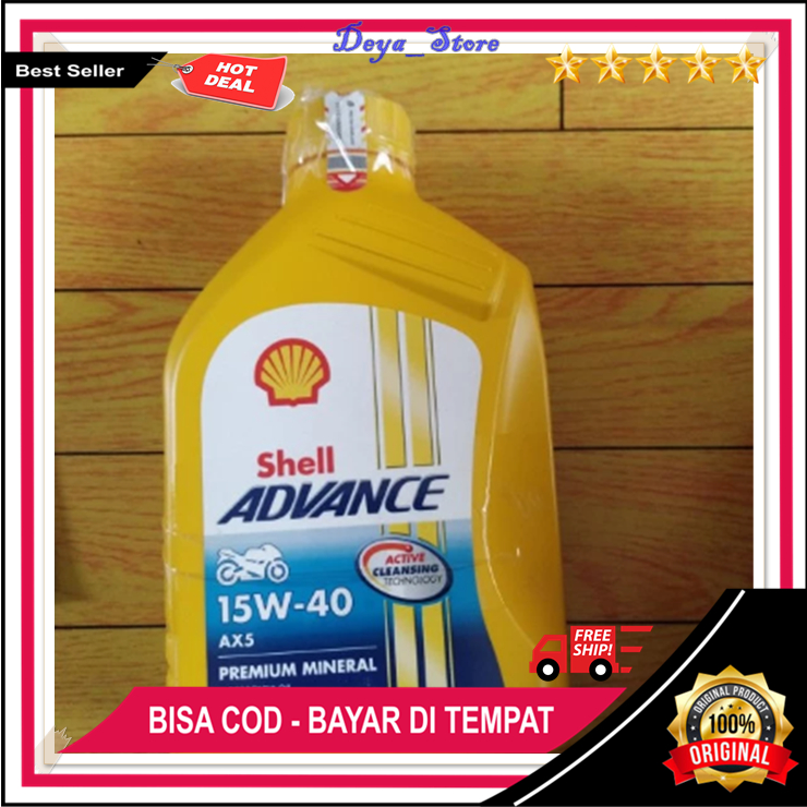 Oli Shell ADVANCE AX5 15W-40 0.8 Liter Ori Oli Shell ADVANCE Original Untuk Motor Bebek Supra X Revo