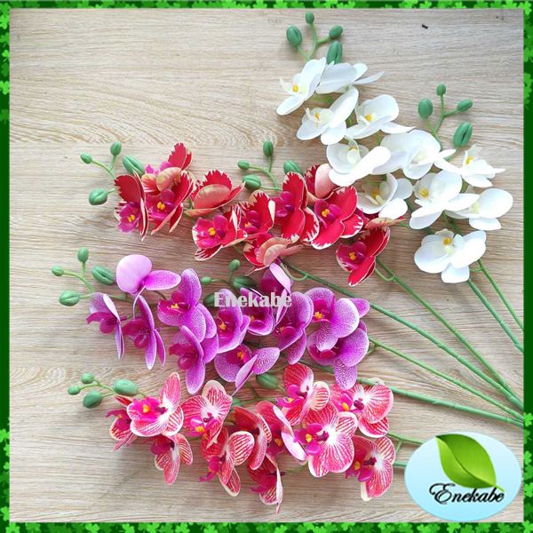 Bunga Anggrek Latex / Anggrek Artificial / Anggek Ungu Ping Putih Hijau Shabby Bunga Artificial