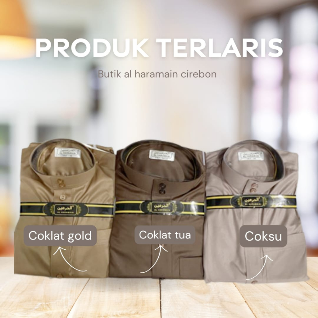 COD GAMIS / JUBAH PRIA AL HARAMAIN ORIGINAL 100% VIET COKLAT SUSU | TUA |  EMAS POLOS POLYSTER