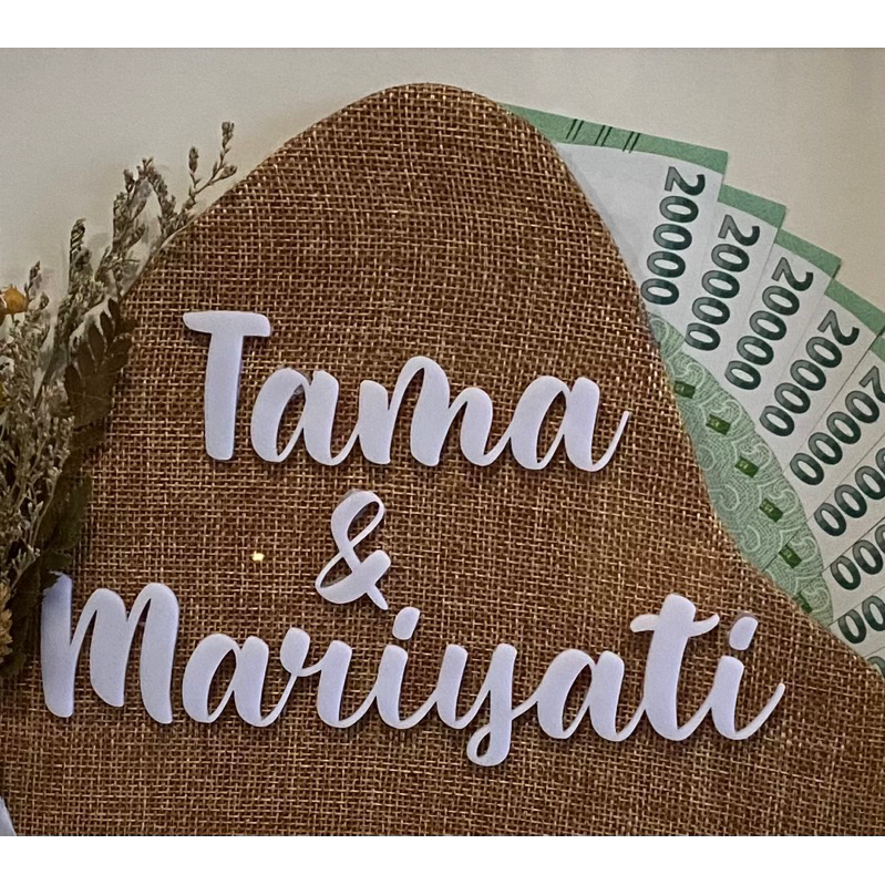 Nama Akrilik Mirror Gold Cutting Nama Akrilik dekorasi mahar rustic nama mahar