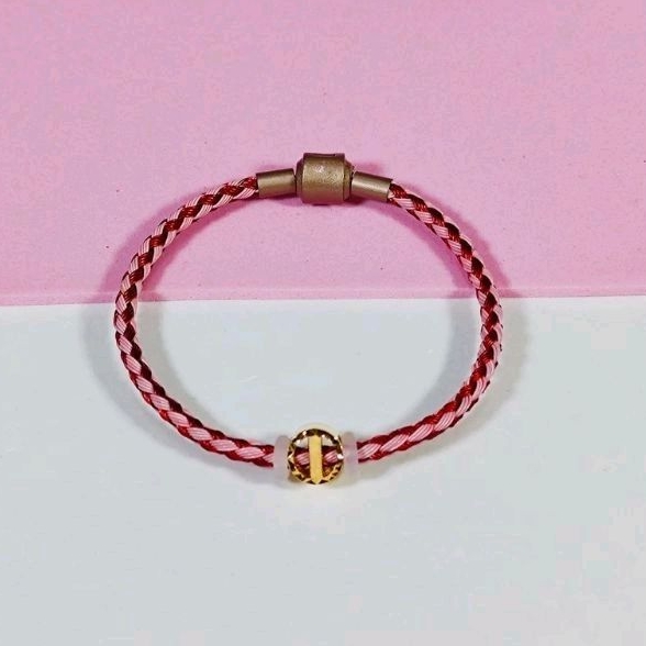 Gelang Tali Liontin Huruf i Bulat Koleksi Josean Elegant Emas Asli