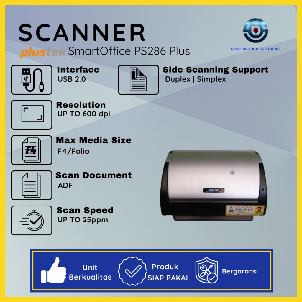 Scanner Folio Plustek Smart Office PS286 Plus Bisa F4 Legal Folio