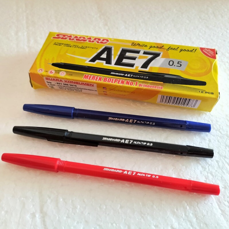 

(1Dus) Pulpen Standard AE7 0.5mm Pena Pen Ball Point Bolpen 12pcs ( 0.5 mm 1 Dus Box 12 pcs )