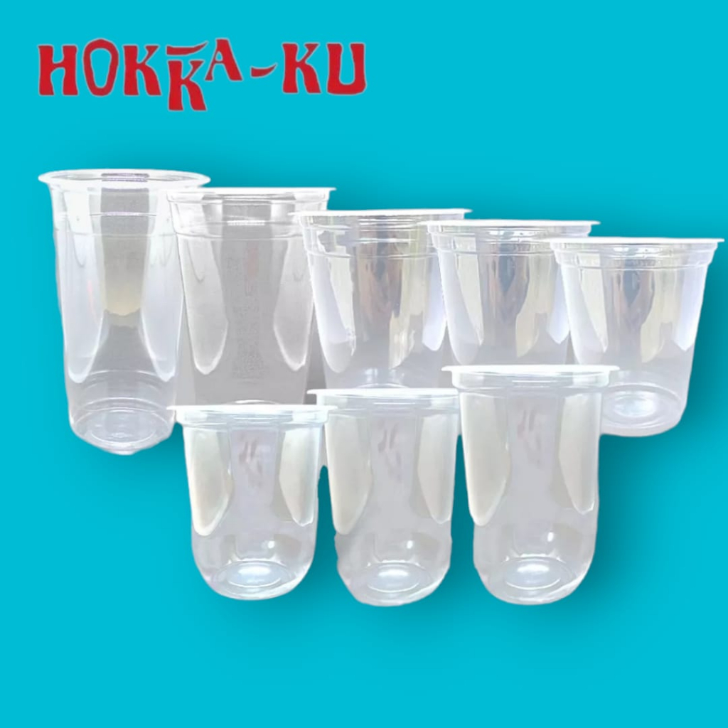 Gelas cup/gelas plastik hokaku uk 16 oz OVAL isi 50pcs