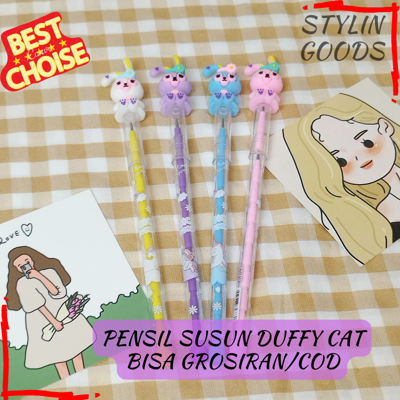 

PENSIL SUSUN MURAH PENSIL PELURU PELOR KARAKTER KARTUN DUFFY AND FRIENDS TERSEDIA BEBERAPA VARIAN KELINCI DUFFY CAT IMUT LUCU BISA COD