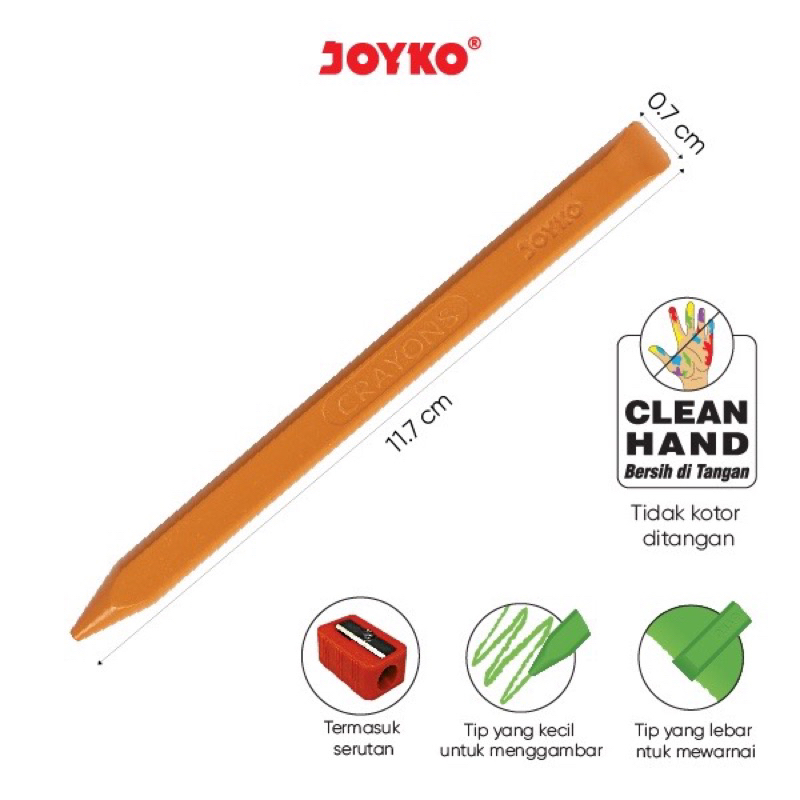 

Krayon Bersih Clean CLCR-AB-12 Crayon Joyko 12 Warna