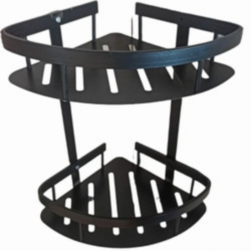 Rak sabun sudut 2 susun stainless hitam / Rak sabun sudur hitam stainless 2 susun / Rak sabun sudut 