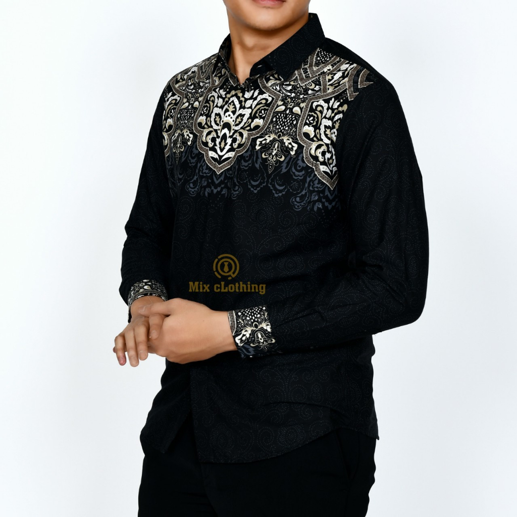 Baju Batik Pria Slimfit Kemeja Lengan Panjang Slim Premium Kode 2166