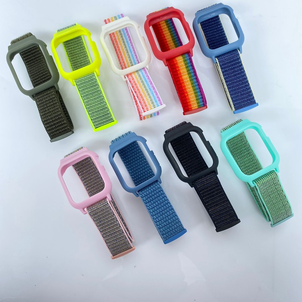 Strap Canvas Smartwatch T55 T500 2 in 1 Colorful Nylon Strap Fpr Apple Watch 7 41mm 45mm iWatcg Soft Ban