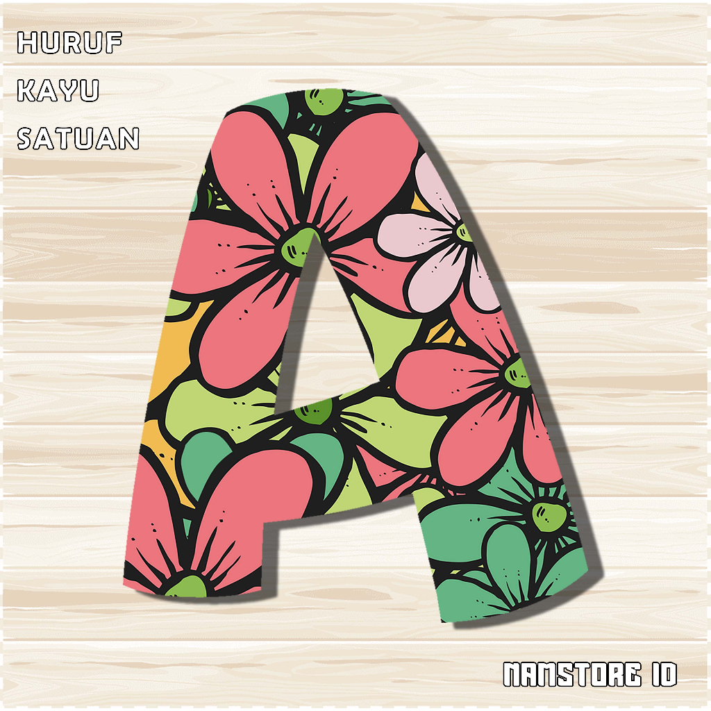 huruf kayu satuan timbul minimalis