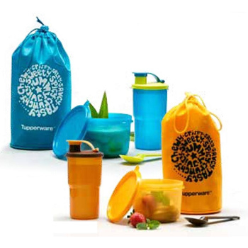 TUPPERWARE Ramadhan Set // Tempat Bekal Makanan + Botol Minum + Tas Serut + Sendok Warna Oranye Pake