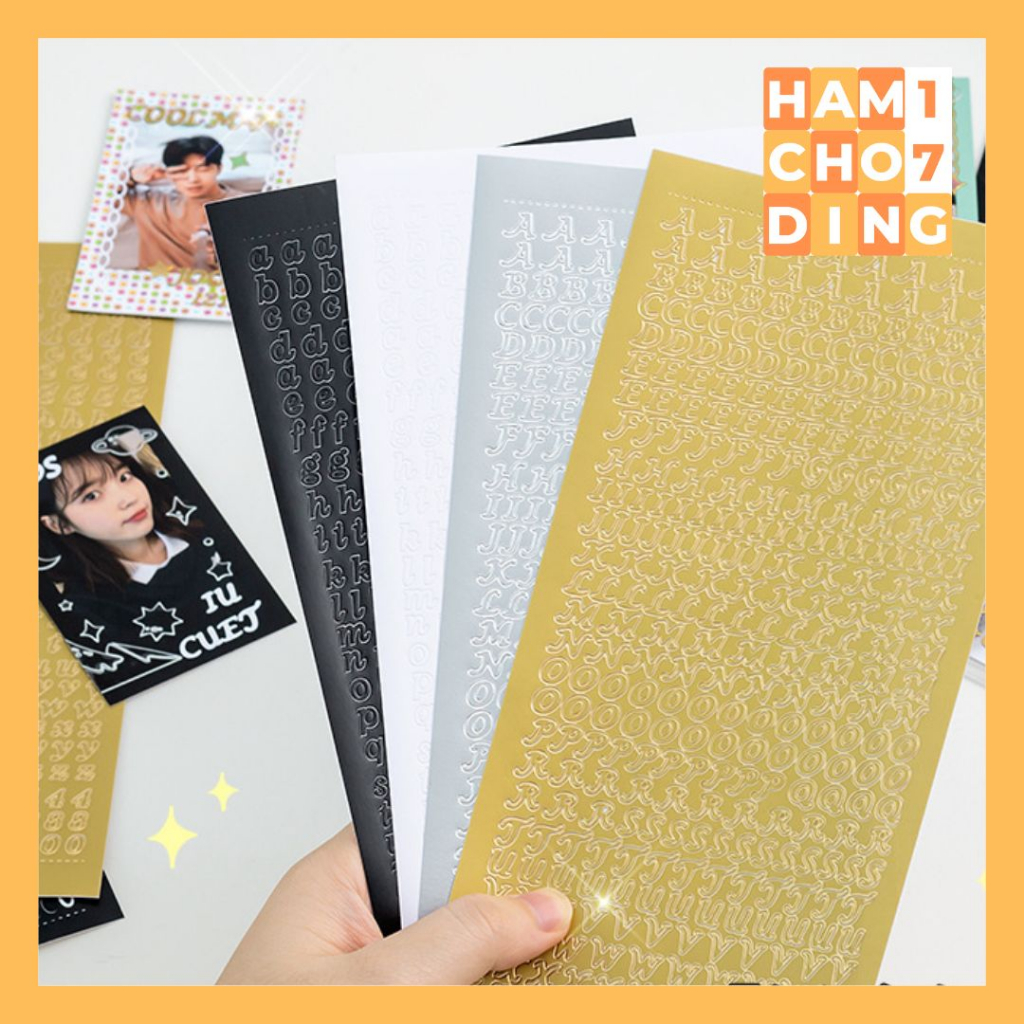 

Stiker Deco Alphabet Abjad Chain Gold Silver White for Photocard