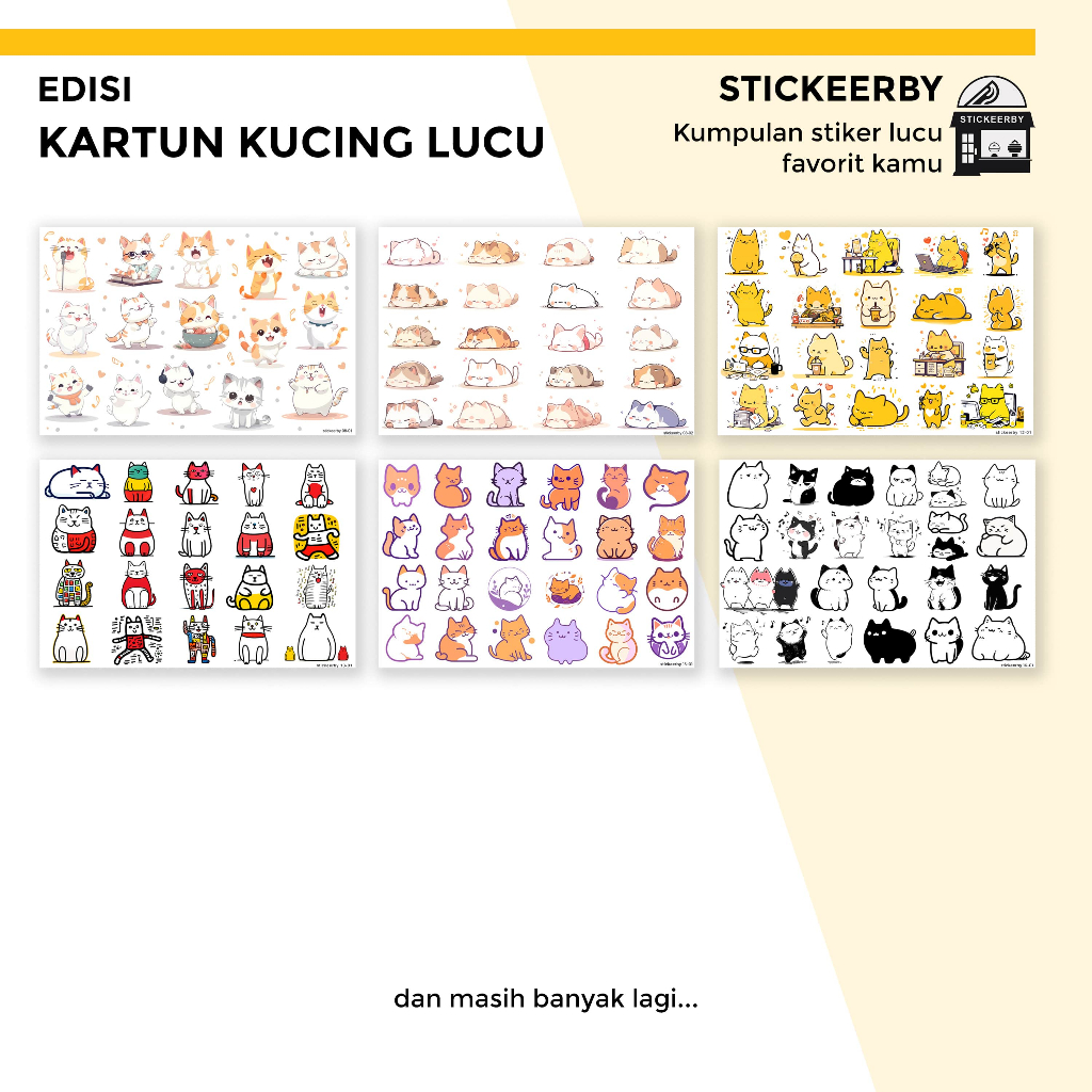

(stickeerby) Sticker Kartun Kucing Lucu - Aesthetic Stiker Glossy Tahan Air, untuk Note Buku Memo HP Laptop Botol Murah - Hewan Peliharaan, Anjing, PetLover, Pencinta Hewan