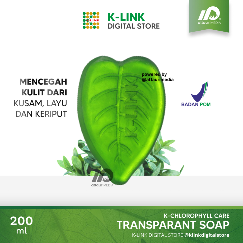K-Link K-Care Chlorophyll Transparant Soap 100 gr Sabun Mandi Klorofil