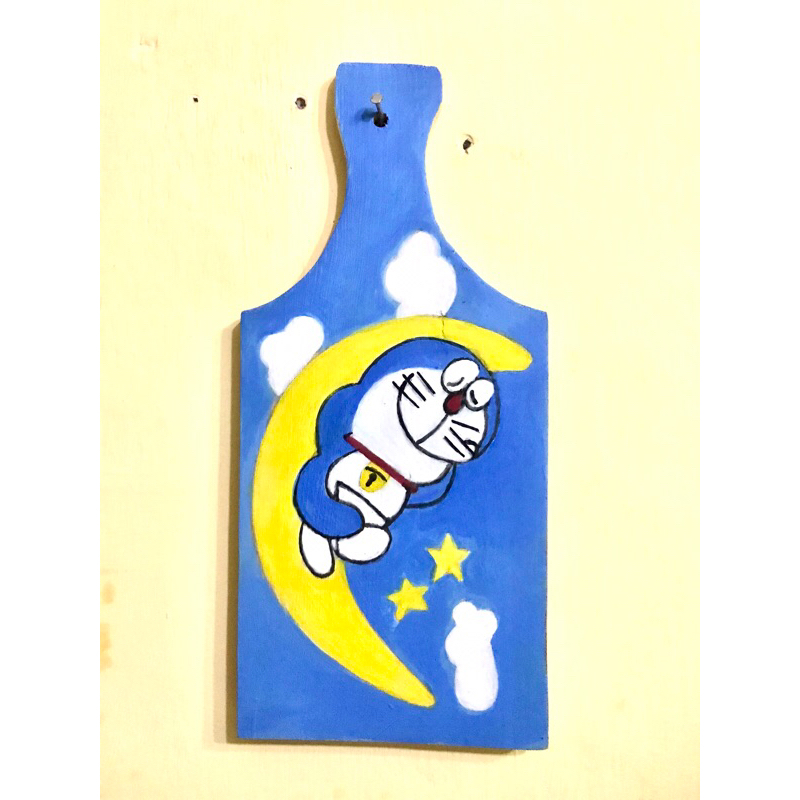 Hiasan dinding Talenan Lukis Doraemon - Custom Lukisan Tangan - Dekorasi Dinding Minimalis - Custom 