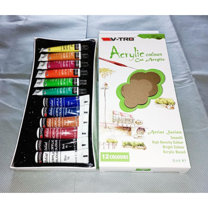 

Cat Akrilik 12 Warna / Cat Acrylic Colour Paint Set Lukis Kanvas