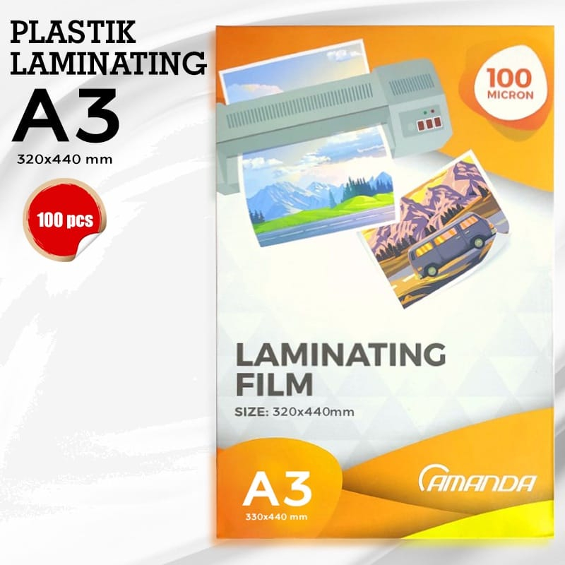 

Plastik Laminating A3 Press Amanda 100 MICRON 100 LEMBAR