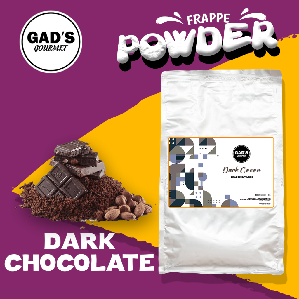 

Powder / Frappe Minuman Dark Chocolate / Dark Cocoa / Dark Choco / Cokelat Gads Gourmet 1kg