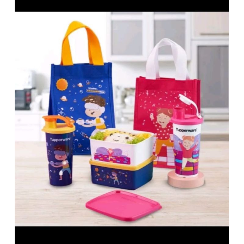 

Tupperware 1set Pink / Biru Aku Anak Sehat Set Bekal Anak