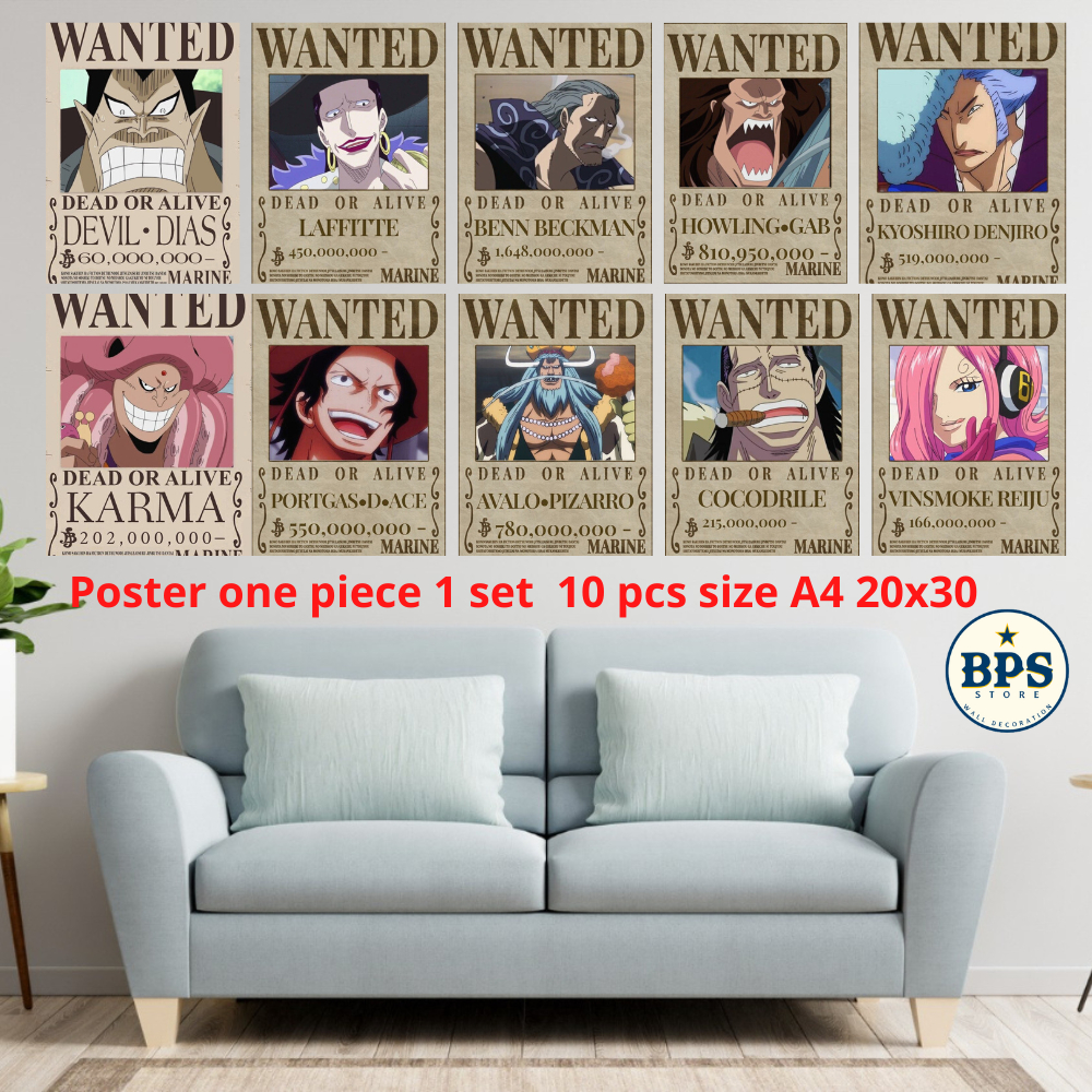 POSTER 1 SET ONE PIECE BOUNTY -  POSTER ANIME ONE PIECE BOUNTY  - HIASAN DINDING