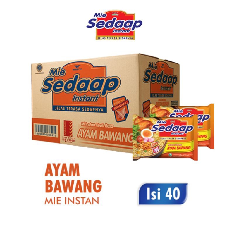 

Mie Instan Kuah Sedaap Ayam Bawang 1 karton/dus 90gr@40pcs