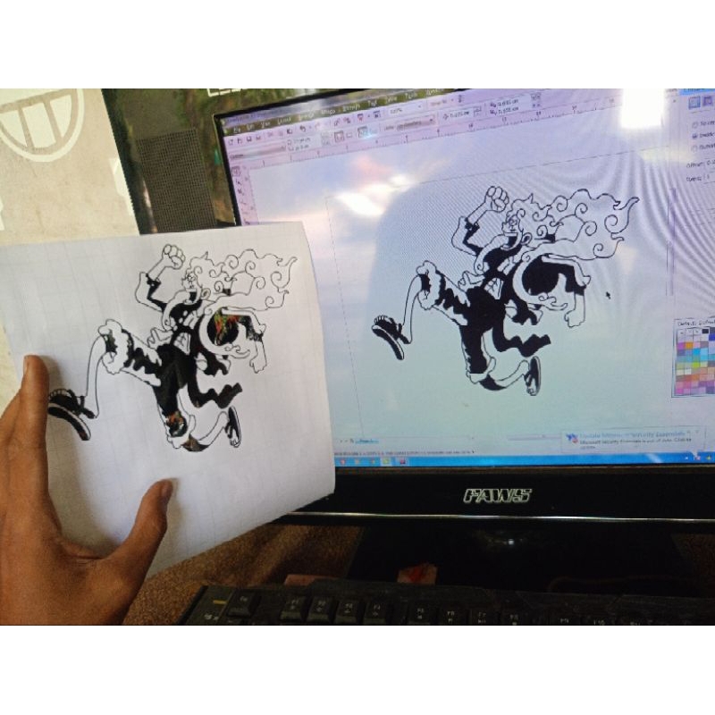 stiker cutting luffy gear5