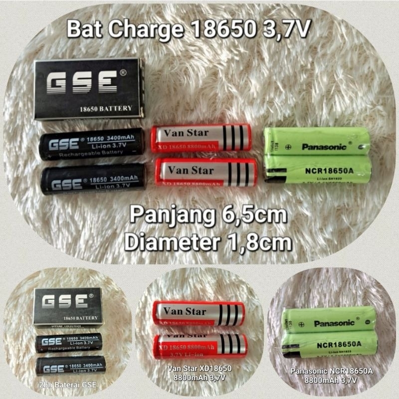 (2bh)Baterai Charge Van STar/Panasonic/GSE 18650 3,7V