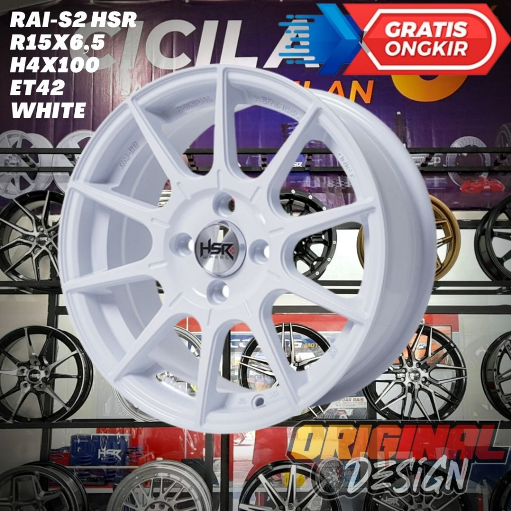 Velg Mobil Ring 15 HSR RAI S2 R15 WHite / PUTIH BRIO , MOBILIO , JAZZ
