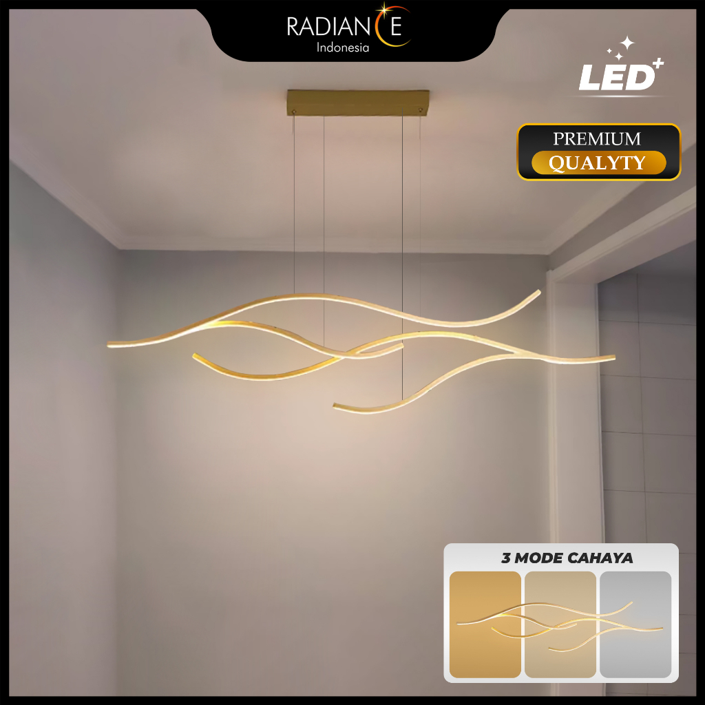 Lampu Gantung Hias Unik LED Ulir Meja Makan Modern Minimalis 120cm