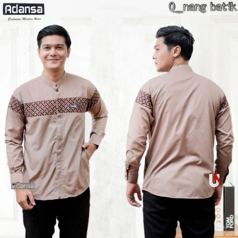 Baju Muslim Laki laki Koko Pria Dewasa Lengan Panjang Modern Bahan Katun Premium Motif Qynang Kobata