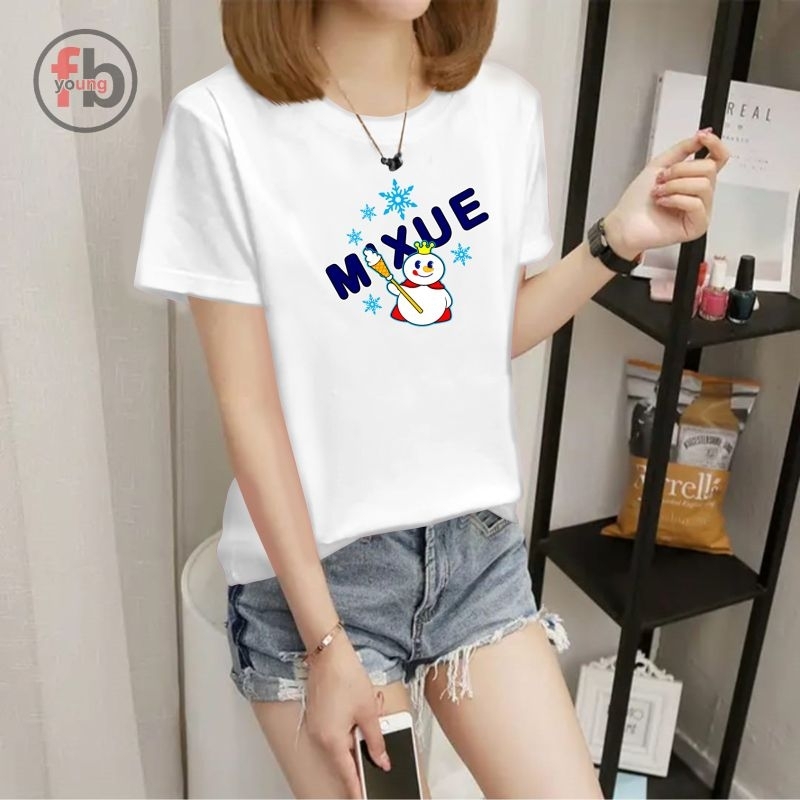 kaos cewek mixue ice cream lengan pendek