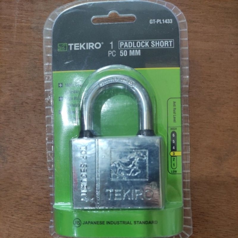 kunci gembok tekiro 50mm ( leher pendek)/ gembok tekiro 50mm pendek ( isi kunci 4pc)/PADLOCK SHORT 50MM tekiro