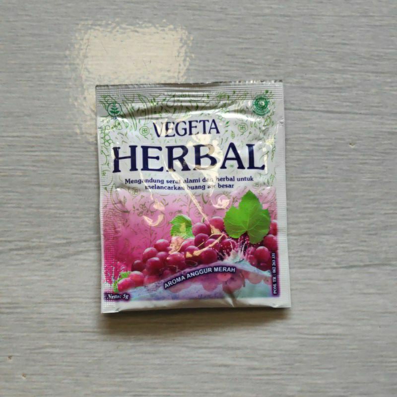 Melancarkan BAB 1 Saset Vegeta Herbal 1 Sachet Buang Air Besar Vigeta Sachets Aroma Anggur Merah Obat Pencernaan lunakan feses
