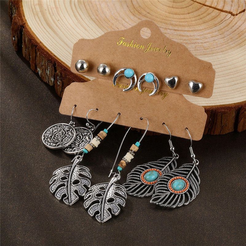 Anting Juntai Tusuk Anting Bohemian Vintage 6 Set Earrings Aksesoris Boho