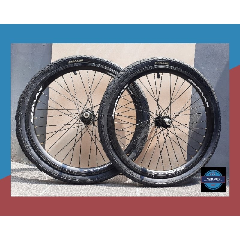 Sepasang Wheel Set 20 SUMAX 20 x 175 36 Hole × Pacific Besi Velg Jadi Pelk Jadi 20 Wheel set 20 Komp