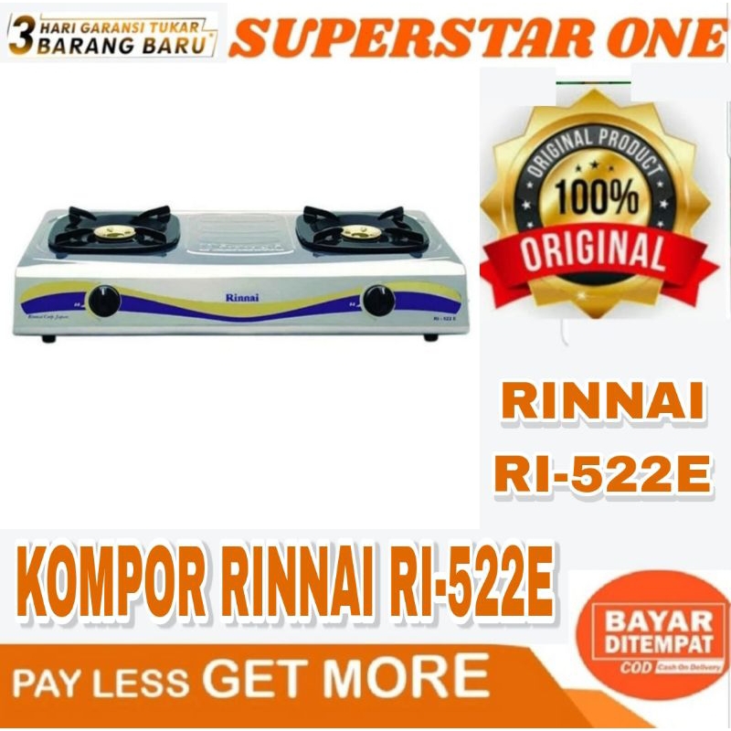 kompor gas rinnai RI-522E Kompor gas 2 tungku Rinnai RI-522E