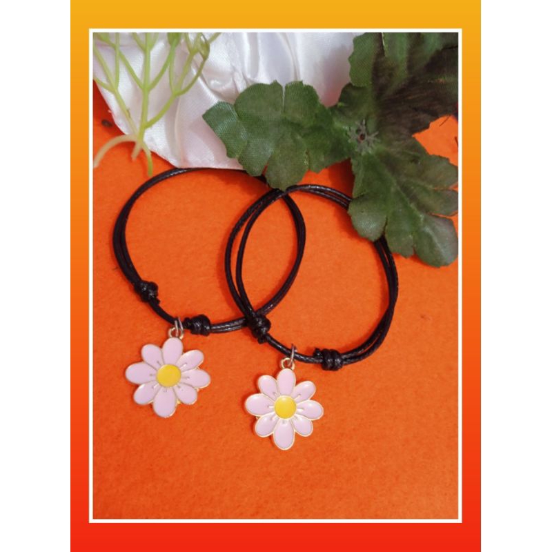 {COD}SEPASANG GELANG TALI KOREA DAISY BULBIN &amp; BUNGA