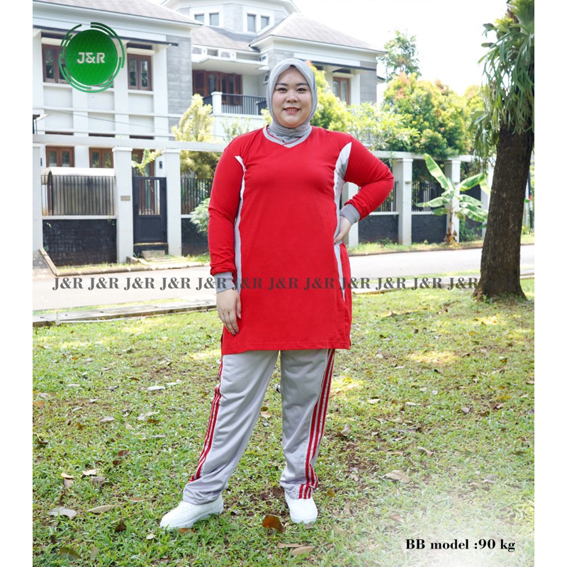 NEW Stelan Baju Olahraga Muslimah Manset Ukuran Jumbo Up To 120 kg