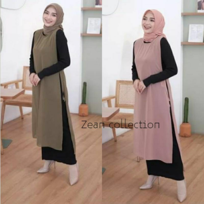 Outer Long Vest Crinkle Airflow / Outer Kondangan Wanita Kekinian