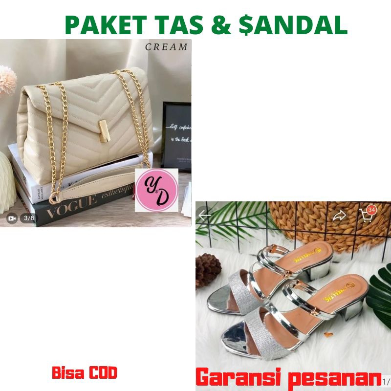 PAKET HEMAT TAS MARI DAN SANDAL wedges