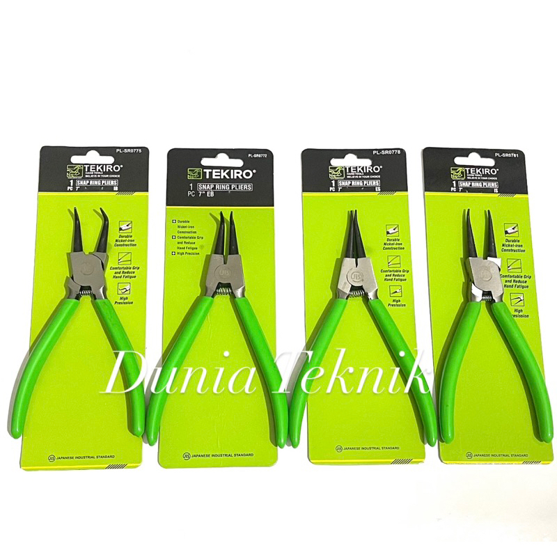 TEKIRO Tang Snap Ring Set 4 pcs 7” Snap Ring Pliers Set Tutup Lurus Buka Lurus Tutup Bengkok Buka Be