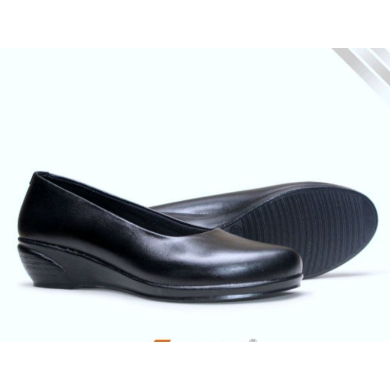 COD // Sepatu Pantofel Wedges Kerja Wanita Asli Kulit//