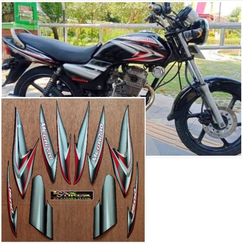 Striping original Honda Megapro CW hitam tahun 2005