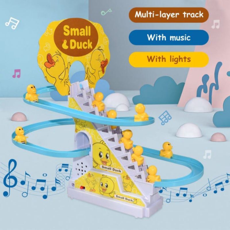 MAINAN ANAK BEBEK PINGUIN SELUNCUR TANGGA TRACK BAYI SMALL DUCK ADA MUSIK ADA SUARA