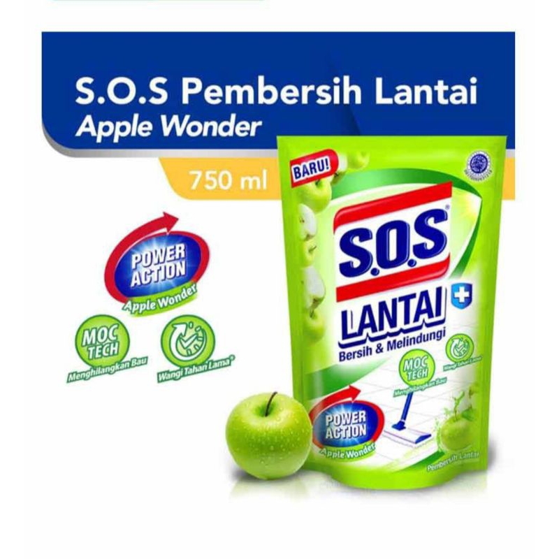 SOS Pembersih Lantai Refill Orange / Apple 750 ml