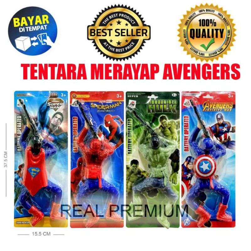 MAINAN ANAK ROBOT MERAYAP TIARAP BATRE SUPER HERO EVRENGER SPAIDERMEN HULK IRONMEN KAPTEN AMERIKA BISA GERAK ADA SUARA