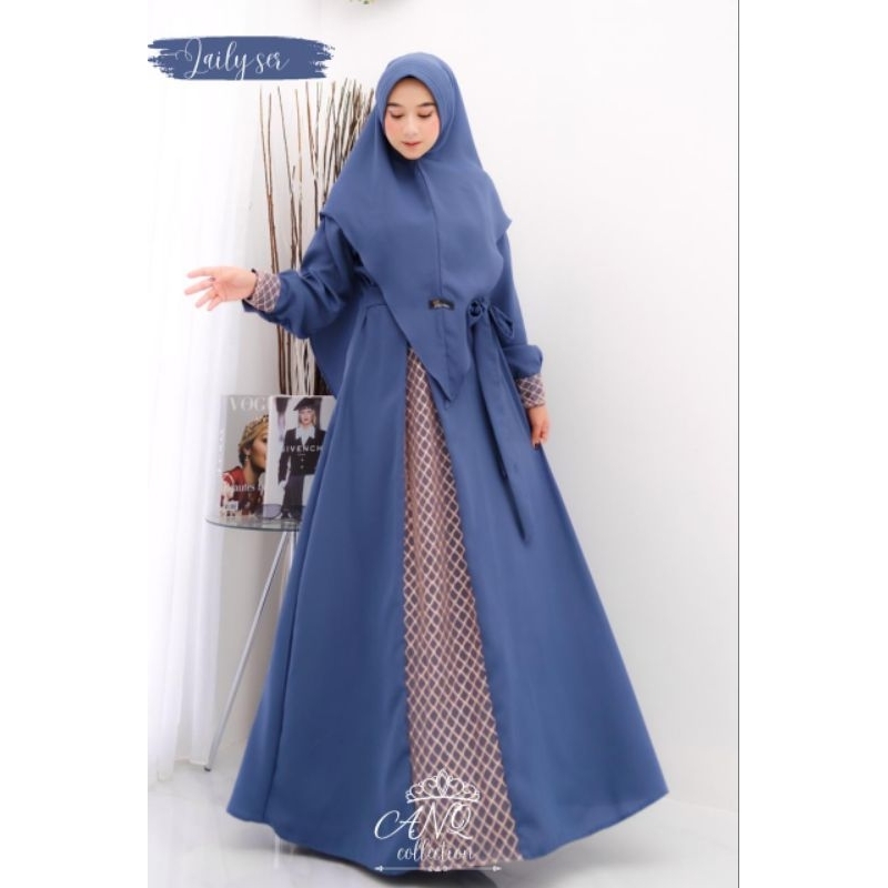 GAMIS DELVINA LAILY BY ANQ Premium Set Khimar ORIGINAL BRANDED model hits OOTD lebaran hari raya model terbaru