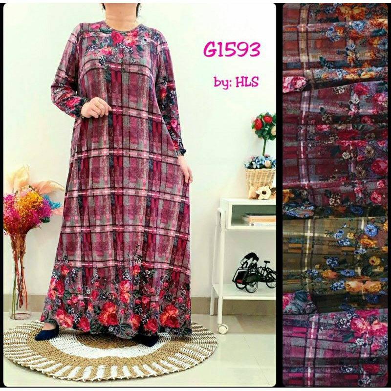 GAMIS JUMBO WANITA JERSEY KOREA PRINTING PREMIUM MOTIF BUNGA TERBARU