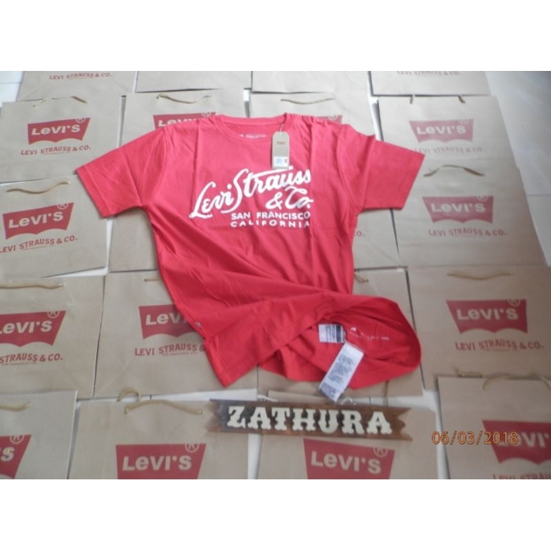 Kaos Oblong Levis original Import Usa Merah Levi Strauss