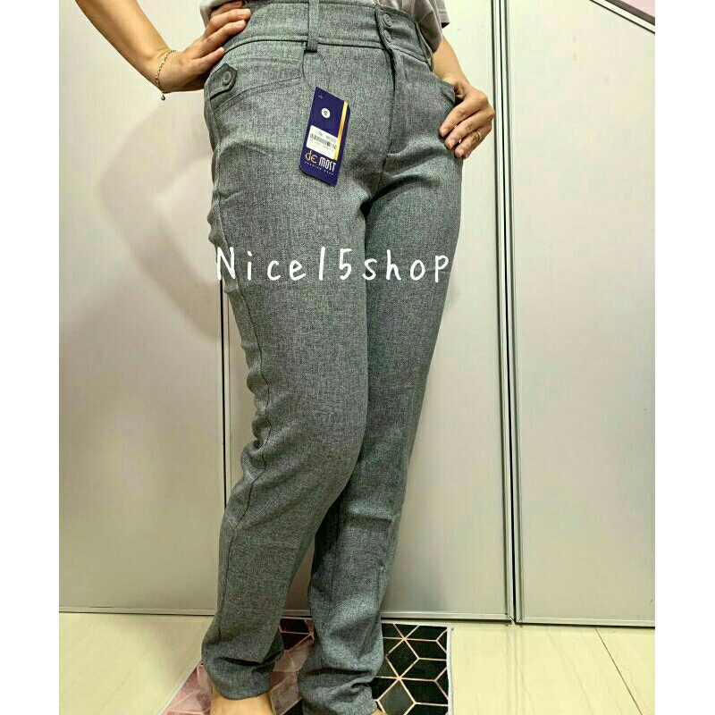 Celana kerja wanita Demost kantong kancing